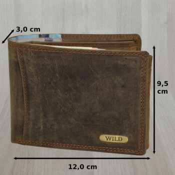 flevado Herren Geldbörse 100 % Büffel Leder mit RFID Schutz Querformat (braun)